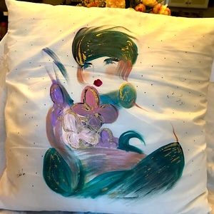 Hand painted pillow. 12”. Signed by the artist